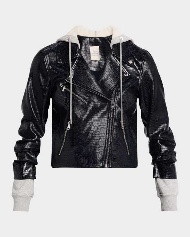 Evie Combo Vegan Leather Moto Jacket